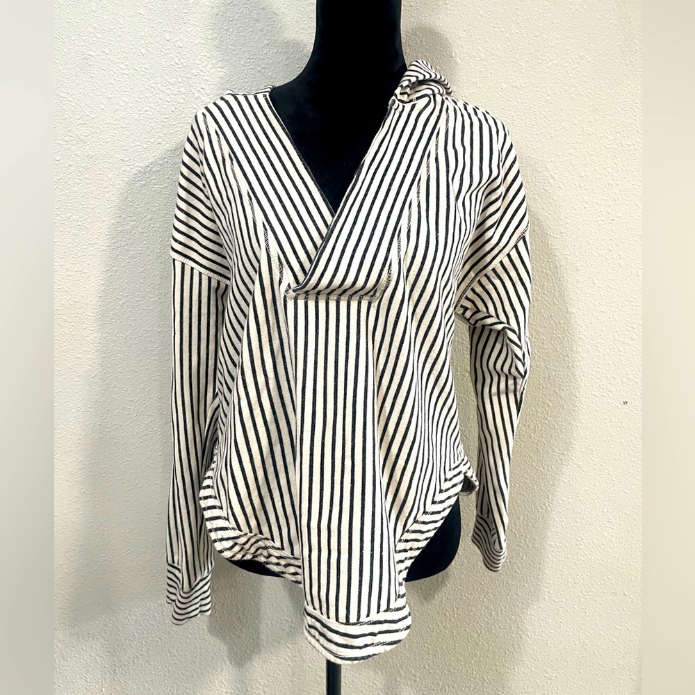 Pilcro Anthropologie Striped Black and White Hoodie Pullover- Size M